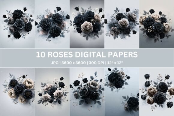 Download Gothic Black Rose Digital Paper - Premium Resources
