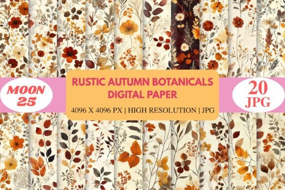 Download Rustic Autumn Botanicals Digital Paper - Premium Resources